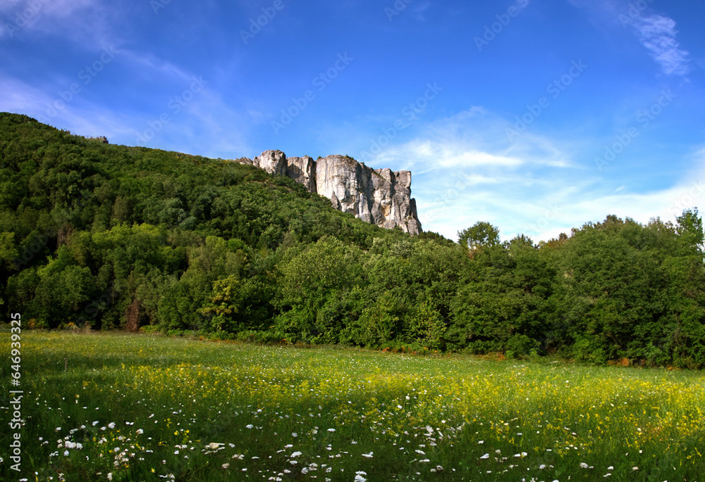 Tranquil Tuscany: The Breathtaking Beauty of the Tuscan-Emilian Apennine Hills with Bismantova Rock in the Distance