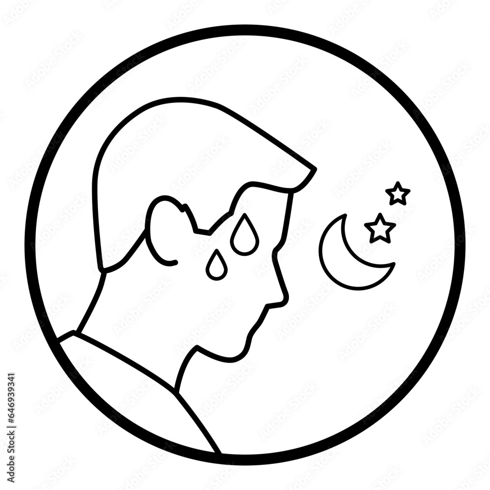 Night sweats isolated medical icon Night sweats isolated medical icon