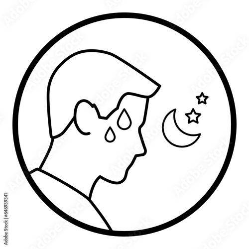 Night sweats isolated medical icon