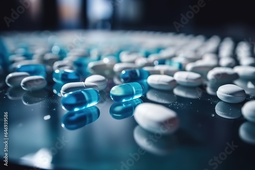 close up of pills. Generative AI