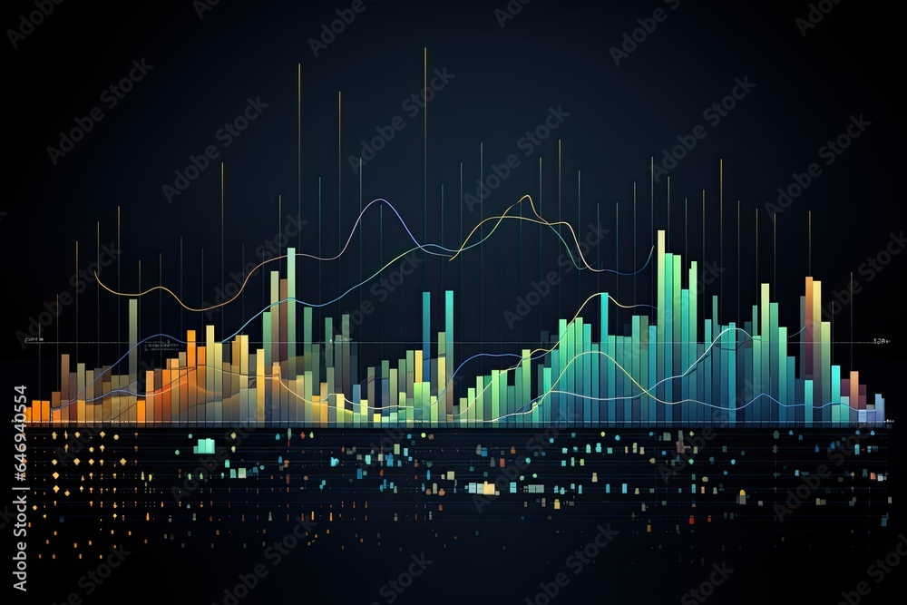 3d bar graph big stock financial data visualization analysis chart