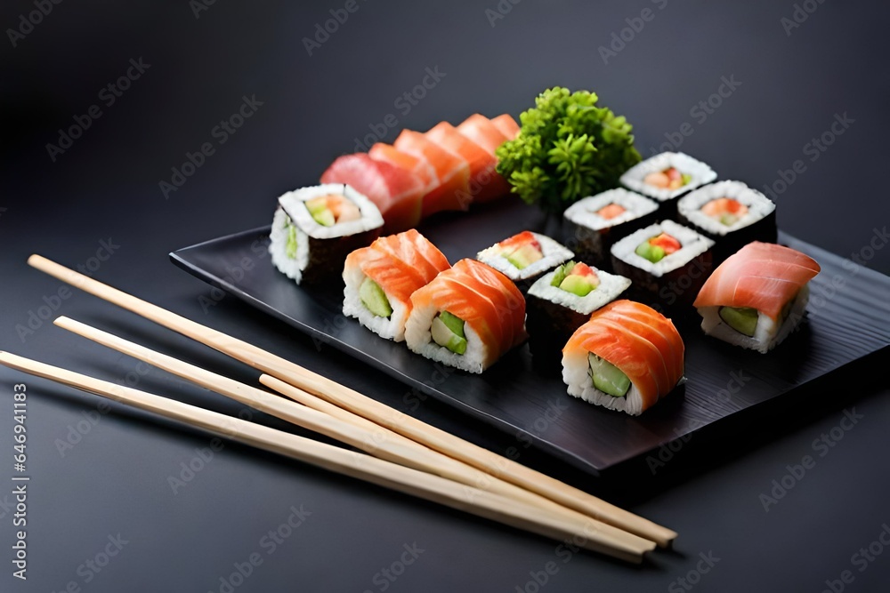 sushi on a plate Generated Ai sushi on a plate Generated Ai