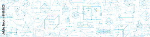 School background in physics and mathematics .Formulas and drawings. Scientific research. Vector , illustration.	