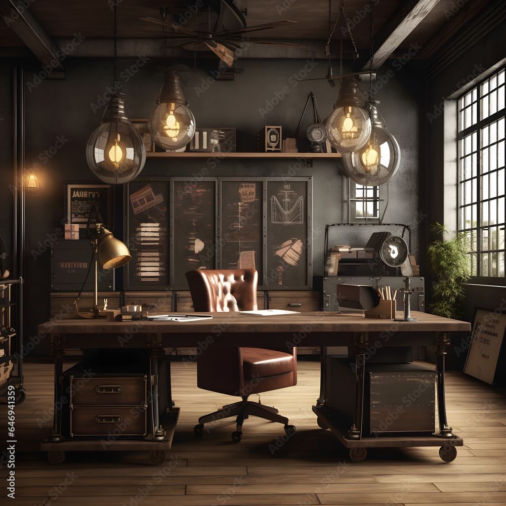 Vintage Industrial Office Blending vintage furniture with industrial