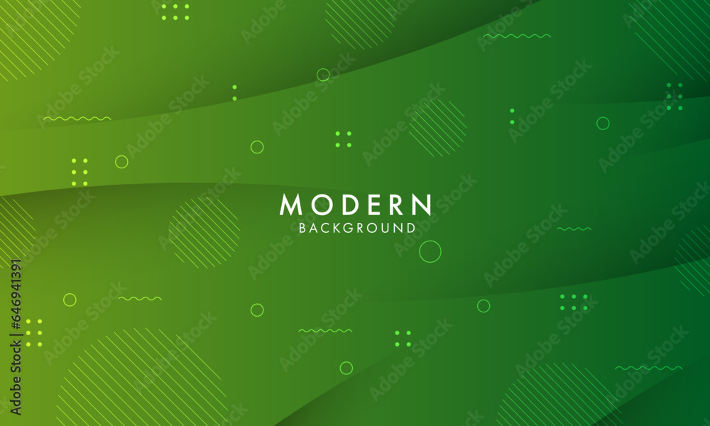 Abstract background with green gradient. modern halftone texture and memphis element for presentation, banners and business templates