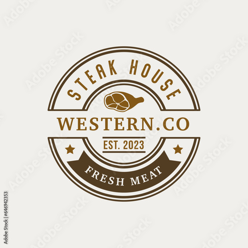 Logo Template with Monogram Element and Flourish Ornament for Restaurant, Club, Boutique, Cafe, Hotel Isolated