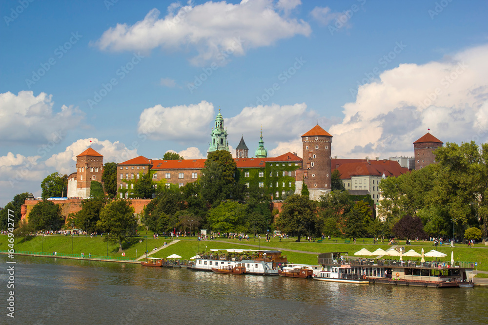 Wawel hill with castle in Krakow, Poland