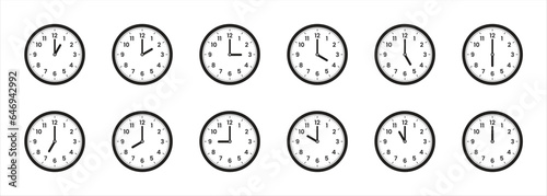 Set of analog wall clocks, clocks icon set