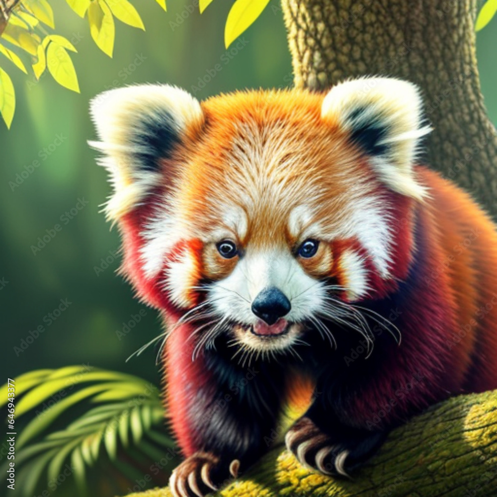 Obraz premium Lesser Panda, Generative AI