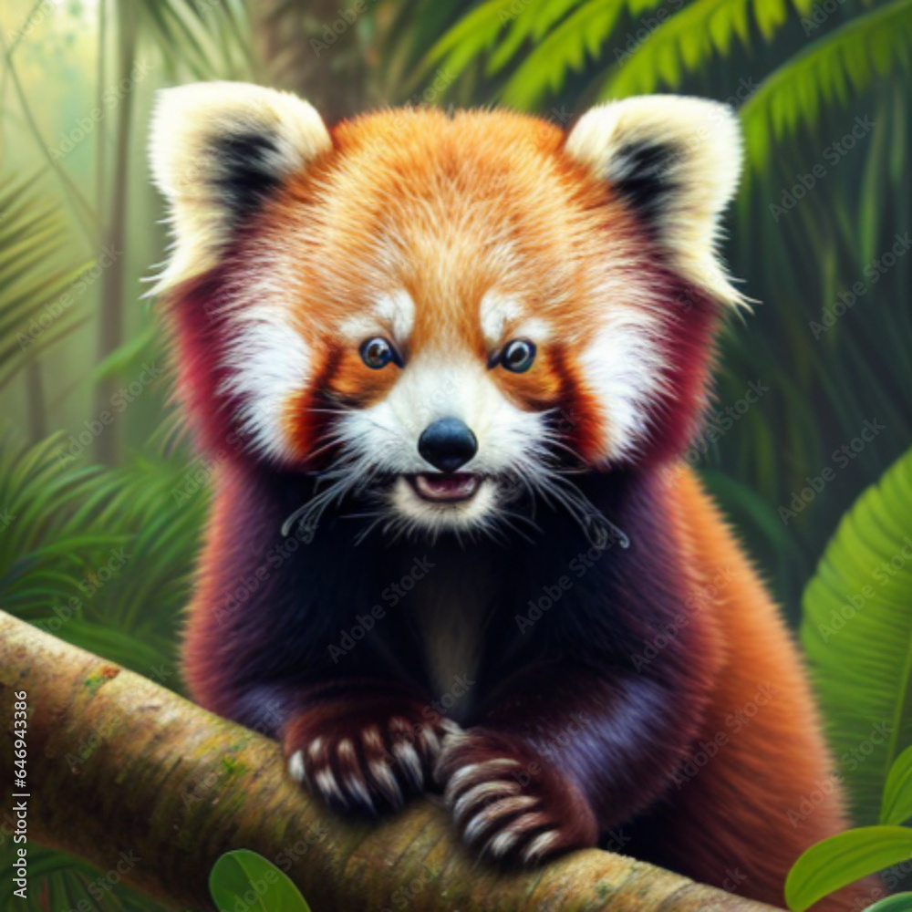 Obraz premium Lesser Panda, Generative AI
