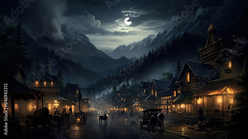 A creepy old town at night from the 18th century © jr-art