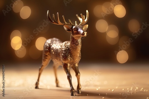 Christmas Card - Shiny Reindeer In Defocused Glittering generated by AI