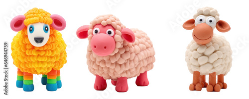 Funny sheeps formed from plasticine  different versions  cartoon  isolated