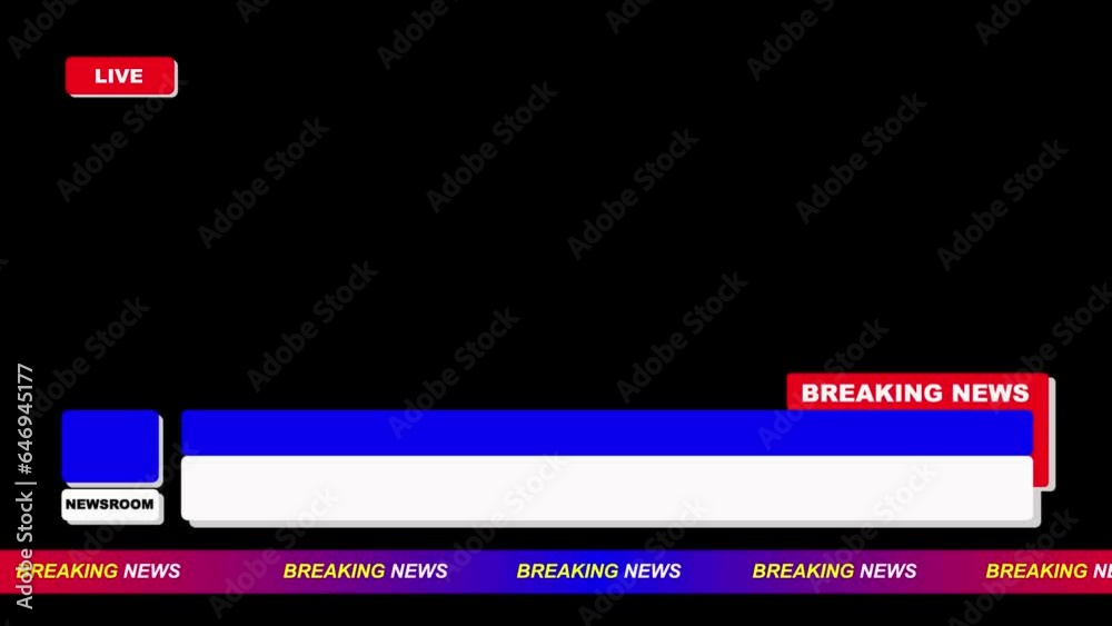 TV Broadcast breaking news. live streaming television looping animated isolated on alpha channel transparent background