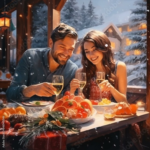 two people at the Christmas night