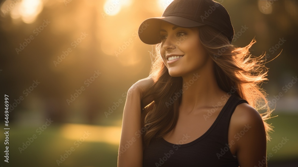 Beautiful woman golf player. Generative AI Beautiful woman golf player. Generative AI
