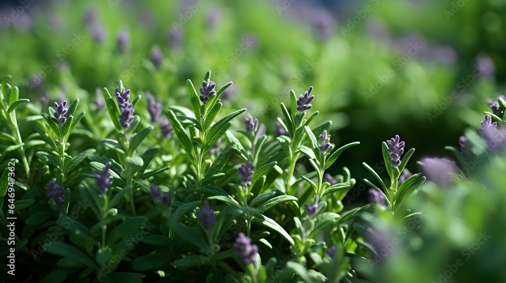 Close up green fresh aromatic herbs background. Organic macro.