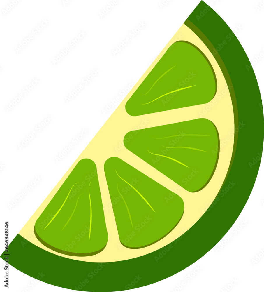 Lime wedge on green background Lime wedge on green background