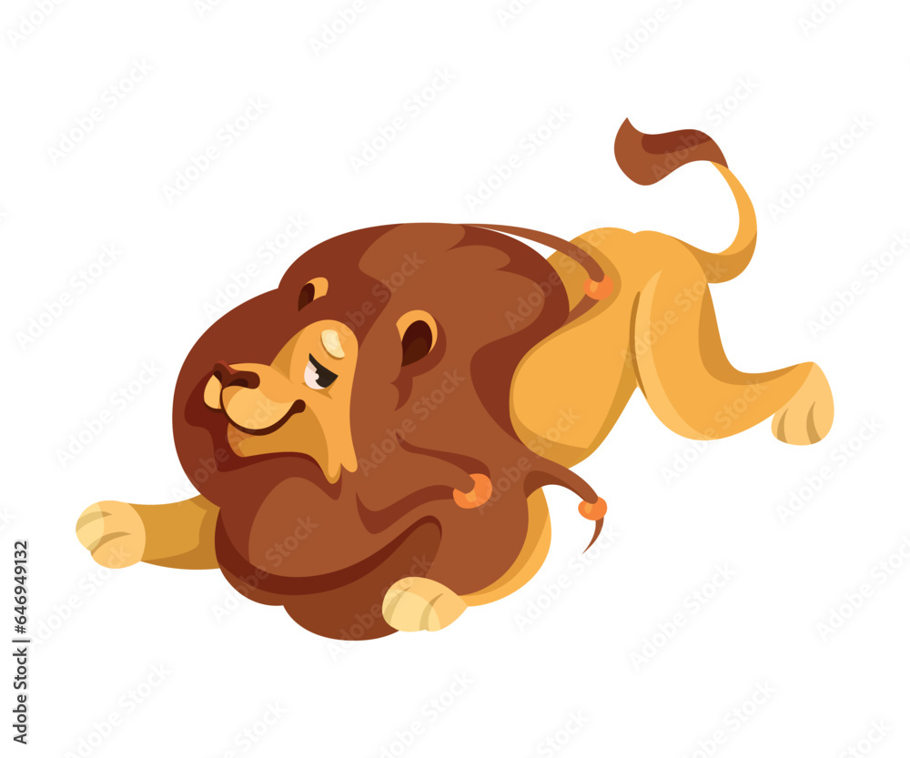 Obraz premium Lion with Mane as Proud Powerful Wild African Animal Playing Vector Illustration
