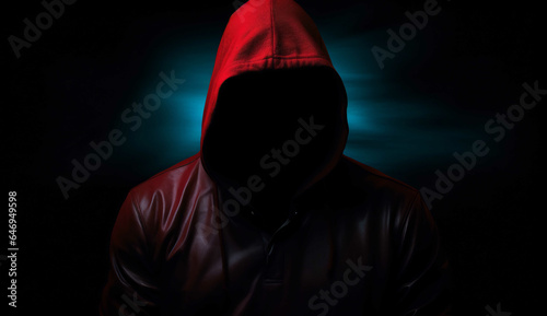 Hooded thief in the shadow, AI generative, hooligan, mystery