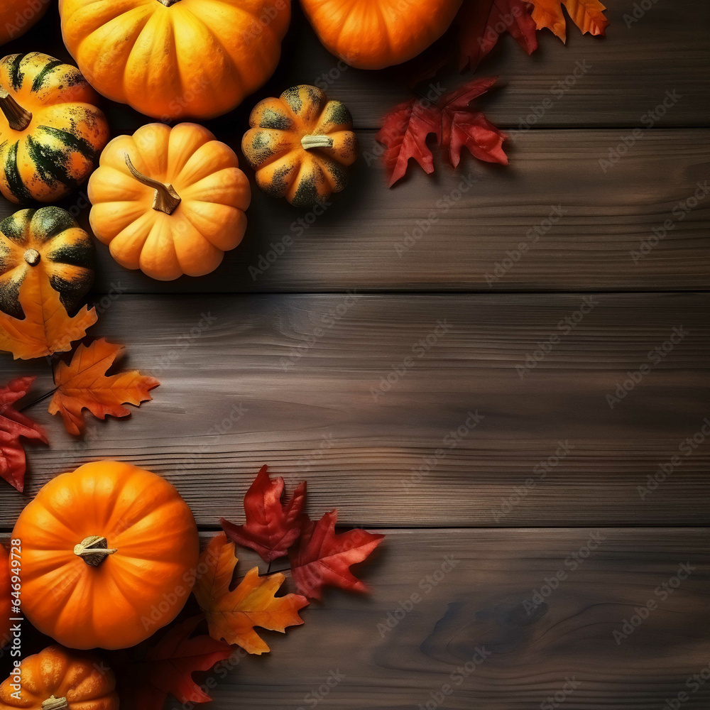 Top view of table fall maple wooden background ai generative Top view of table fall maple wooden background ai generative