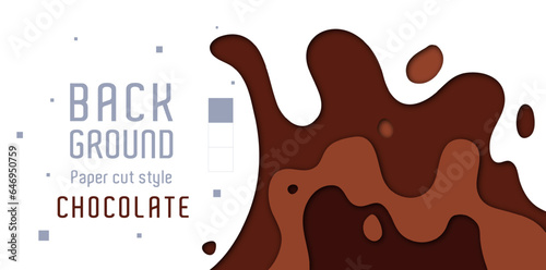 The paper cut style background forms a chocolate melt that appears embossed. paper cut style design. simple modern style. melted chocolate