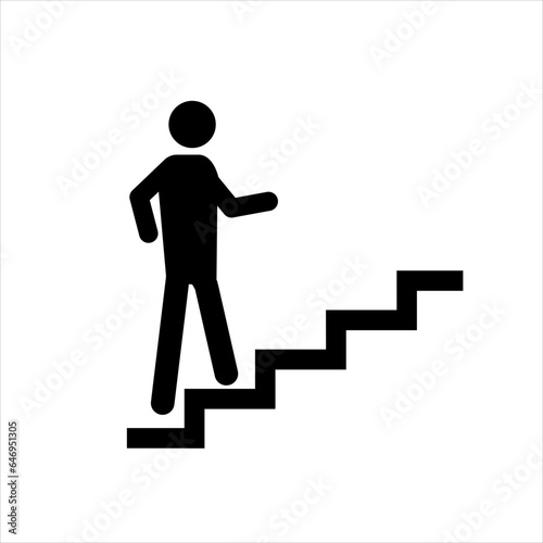 Vector image of a person climbing a ladder. Icon for metro, underpasses. A successful person rising in his career. EPS10