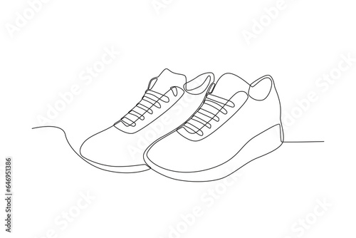 A pair of women's shoes. Footwear one-line drawing
