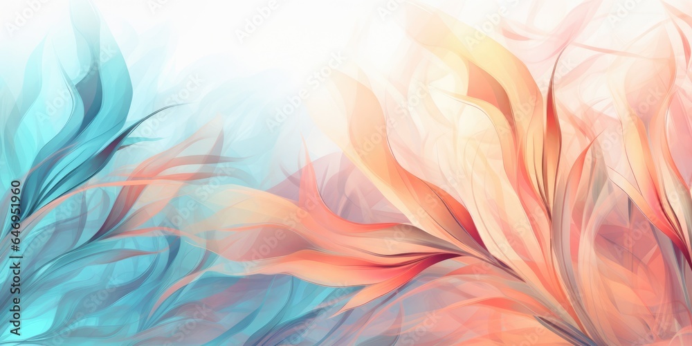 beautiful abstract teal pink orange pencil drawing floral design background. beautiful Generative AI AIG32 - obrazy, fototapety, plakaty 