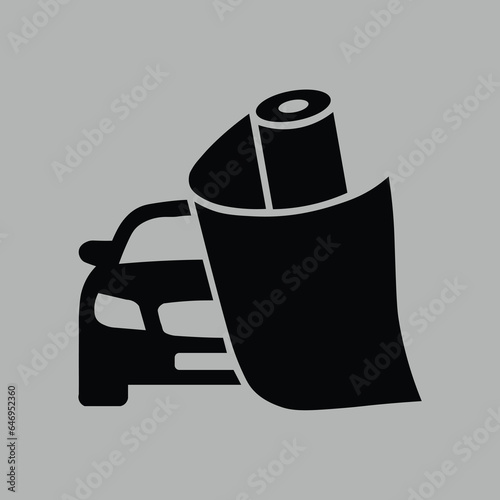 Car wrap icon, Paint Protection Film, PPF. vector icon