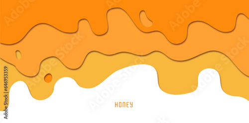 Paper-cut style background forms melted honey that looks embossed. paper cut style design. simple modern style