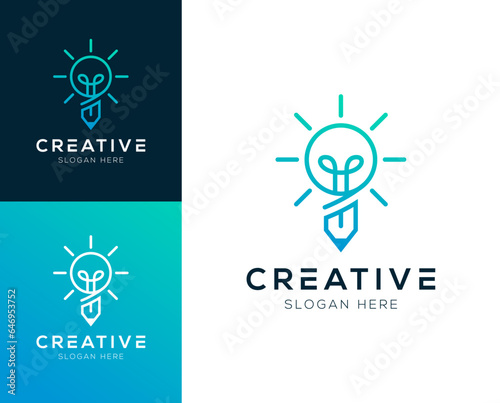 Smartpen, education, smartbook logo design vector illustration photo