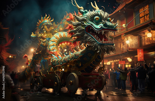 2024 - Year of the Green Dragon. Сelebration of the Chinese New Year. Created with Generative AI