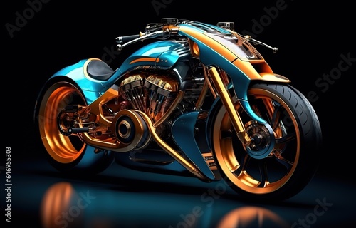 Cyberpunk motorbike illustration of a future motorcycle equipped with the latest features © Rayhanbp
