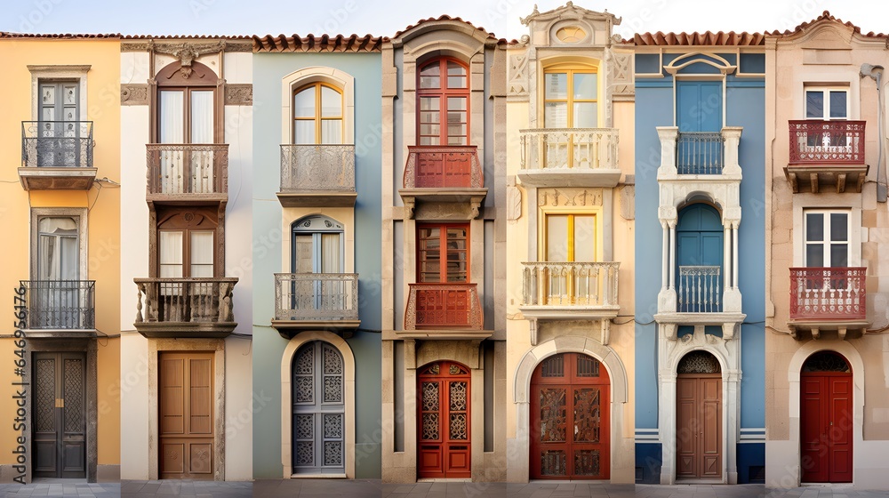 Panoramic view of typical houses in the city of Seville, Spain