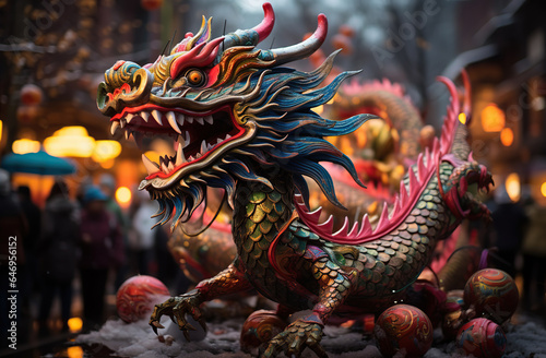 2024 - Year of the Green Dragon. Сelebration of the Chinese New Year. Created with Generative AI