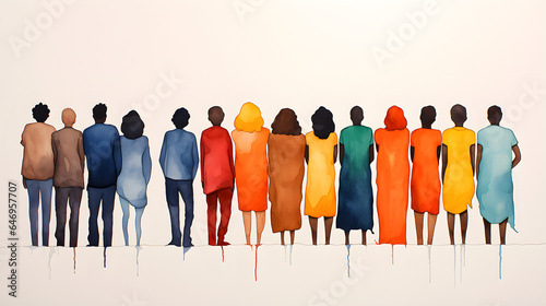 Un'illustrazione brillante che rappresenta la diversità di razze, culture, etnie e inclusione sociale, generata dall'IA photo