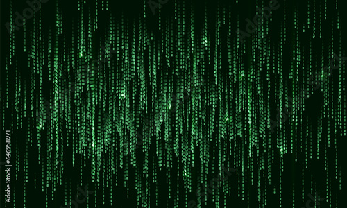 Binary computer code. Cyber background constructed with numbers one and zero. Abstract visualization of programming. Vector illustration.