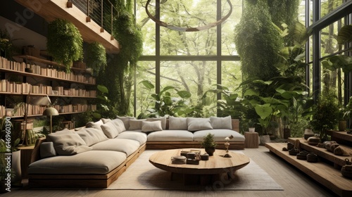 a contemporary indoor space with greenery