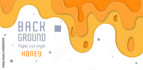 Paper-cut style background forms melted honey that looks embossed. paper cut style design. simple modern style