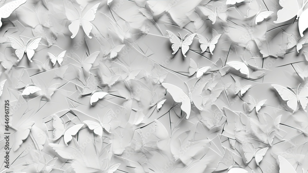 an abstract and creative wall design featuring a swarm of delicate white butterflies in flight. The composition showcases the ethereal beauty of these butterflies SEAMLESS PATTERN. SEAMLESS WALLPAPER. an abstract and creative wall design featuring a swarm of delicate white butterflies in flight. The composition showcases the ethereal beauty of these butterflies SEAMLESS PATTERN. SEAMLESS WALLPAPER.