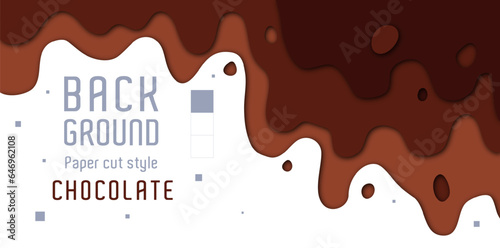 The paper cut style background forms a chocolate melt that appears embossed. paper cut style design. simple modern style. melted chocolate