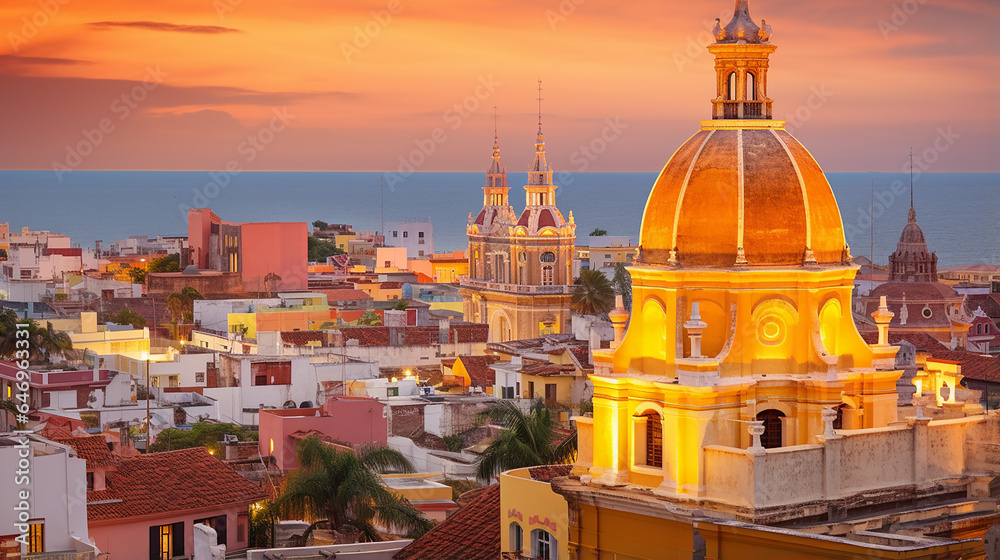 Wonderful view after sunset over Cartagena