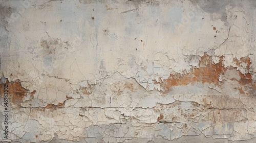 Background texture with grungy stone, cracked and peeling paint on an old wall.