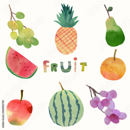 Fruits, watercolor vector illustration isoleted on a white background.