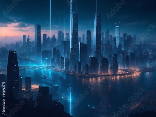 future city skyline at night © Rushikesh
