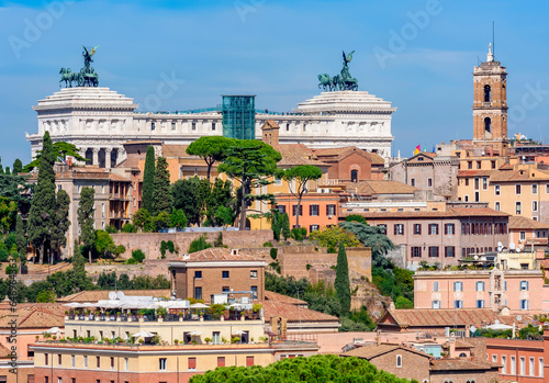 Rome cityscape with Capitoline hill seen from Aventine hill, Italy photo