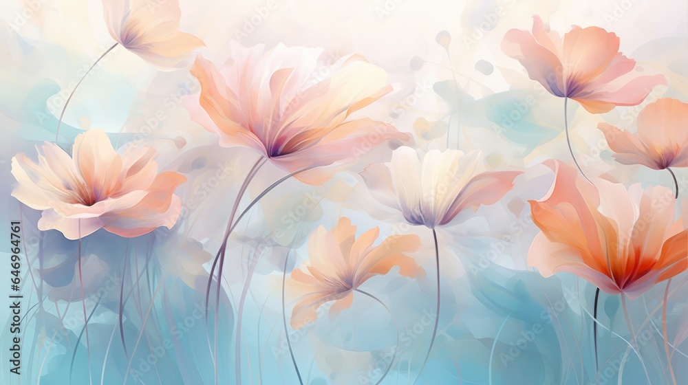 background Flowers in pastel shades, 16:9, pastel deko art