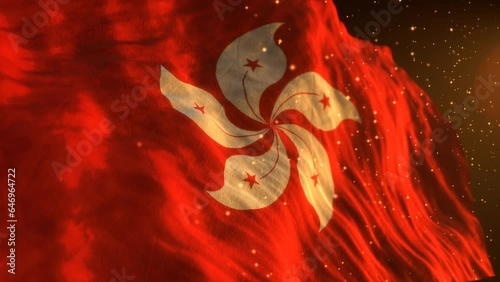 Hong Kong national flag. Waving country symbol. Patriotic video. Independence day. photo