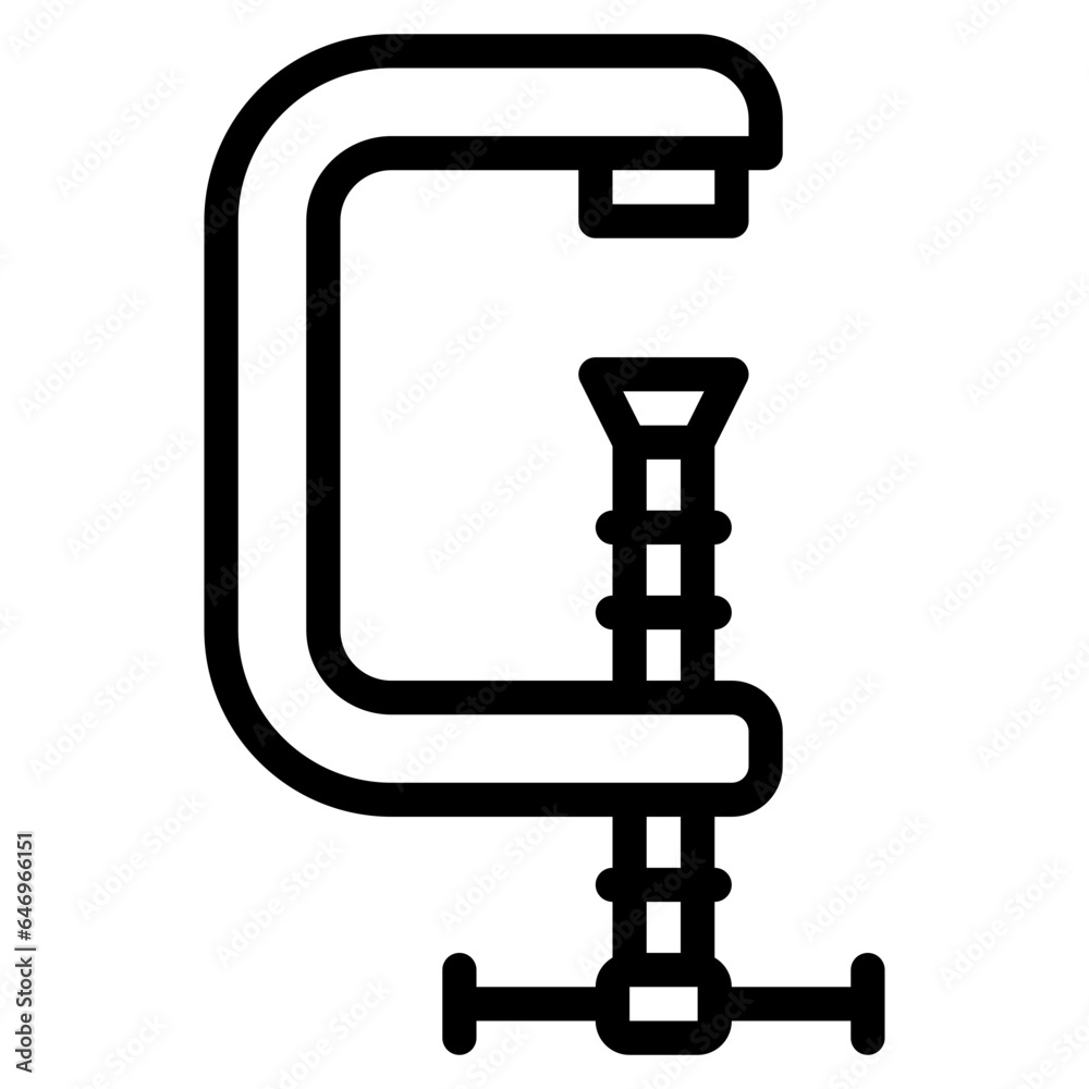clamp icon in line style isolated on transparent background. Construction tools, vector illustration for graphic design projects clamp icon in line style isolated on transparent background. Construction tools, vector illustration for graphic design projects